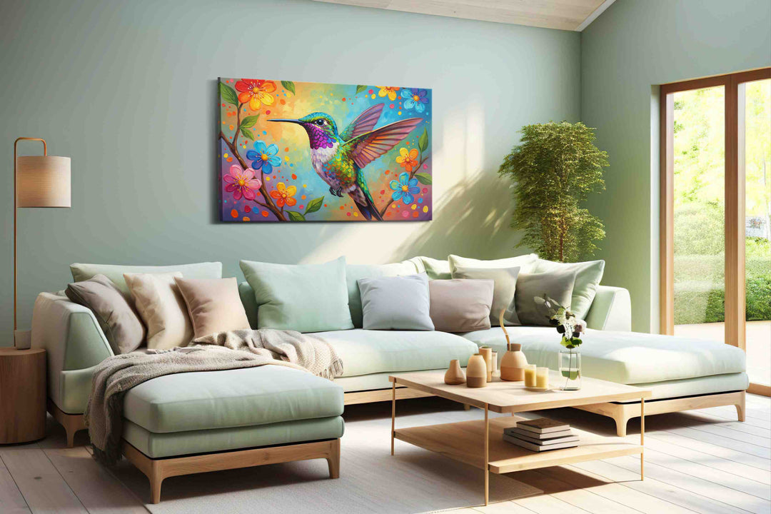 Vibrant Whispers of Hummingbird – birds canvas wall art, gallery-wrapped, ready to hang