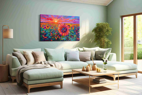 Sunset in a Sunflower Symphony