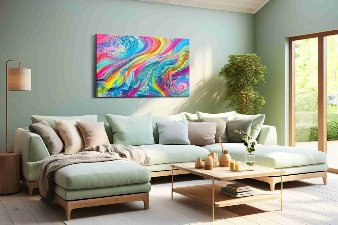 Cosmic Color Cascade - Abstract Art, Modern Wall Art, Contemporary Canvas Art