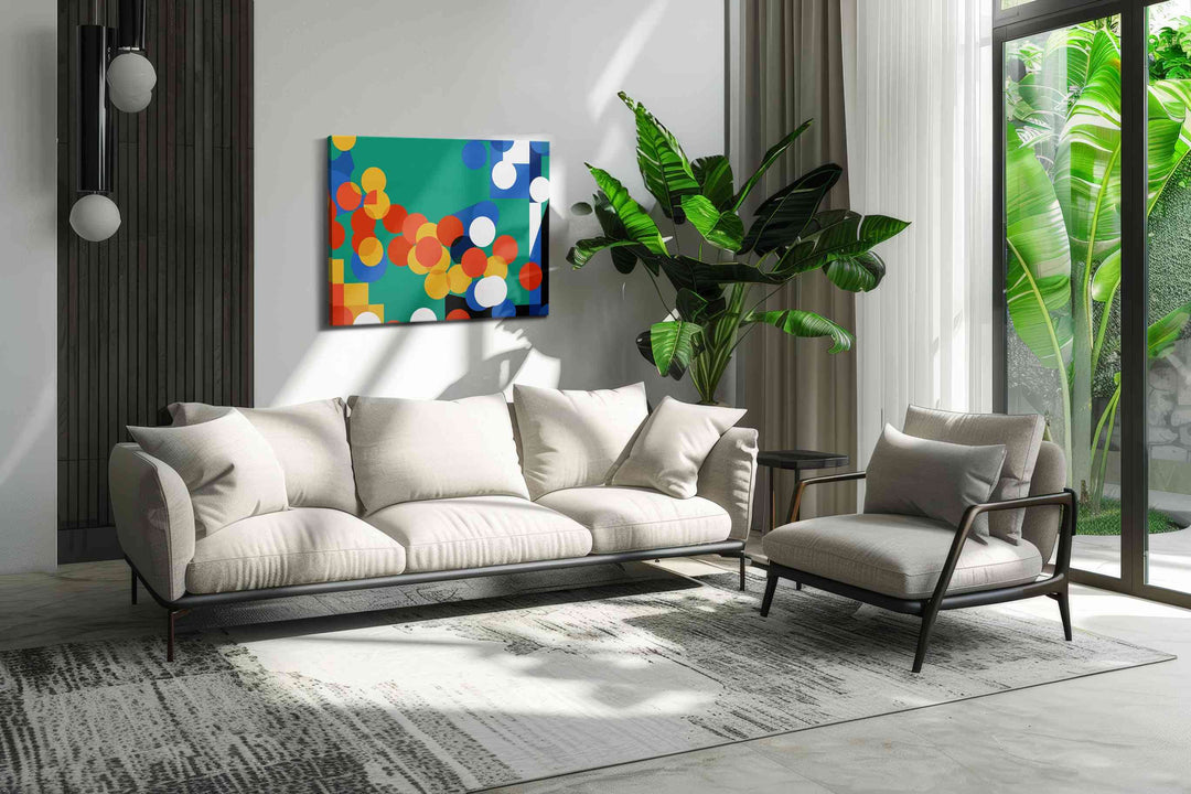 Vibrant Harmony Geometric Dance - Abstract Art, Modern Wall Art, Contemporary Canvas Art