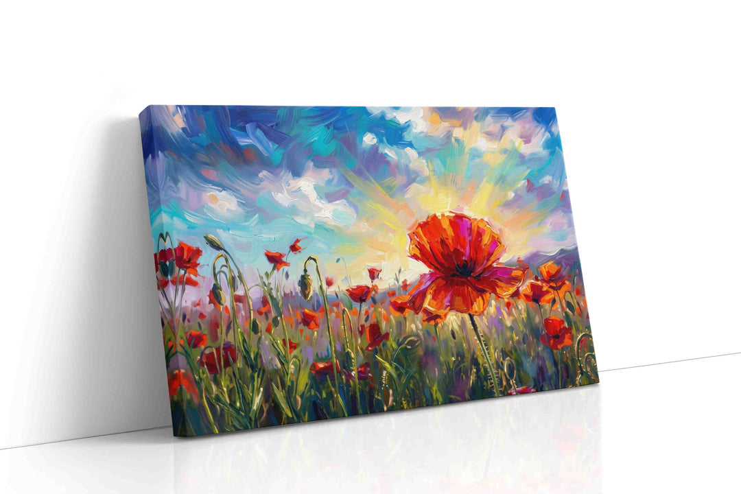 Ember Bloom Horizon - Poppy Wall Art, Floral Canvas Print, Flower Decor