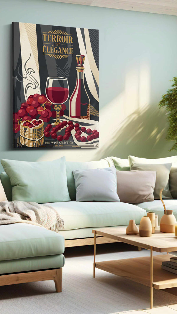 Terroir in Velvet Crimson - Wine Wall Art, Kitchen Canvas Print, Bar Decor