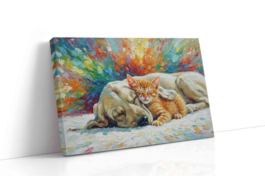 Dog canvas wall art collection — gallery-wrapped portraits of beloved breeds and playful pups, ready to hang in any home
