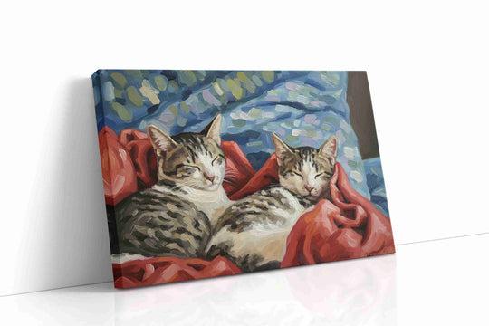 Cat canvas wall art collection — gallery-wrapped portraits of cats, kittens, and feline companions, ready to hang in any home