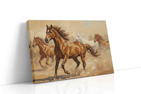 Horse canvas wall art collection — gallery-wrapped prints of galloping stallions, wild mustangs, and equestrian scenes ready to hang