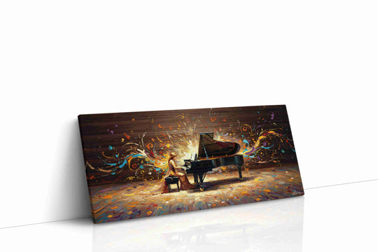 Music canvas wall art collection — gallery-wrapped prints of instruments, musicians, and musical scenes for studios and homes