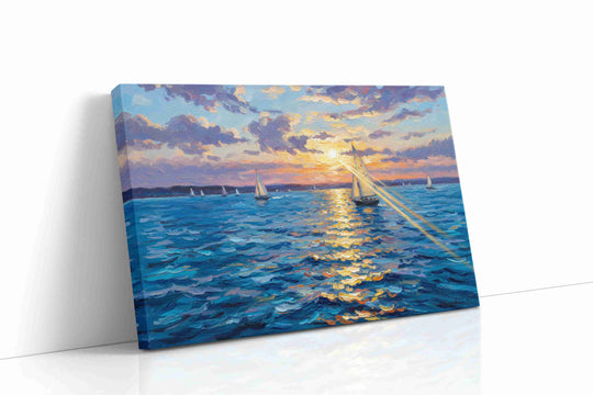 Ocean canvas wall art collection — gallery-wrapped prints of seascapes, sailing ships, and dramatic ocean horizons ready to hang