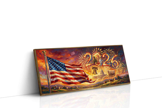 Patriotic canvas wall art collection — gallery-wrapped American flag, eagle, and patriotic symbol prints ready to hang