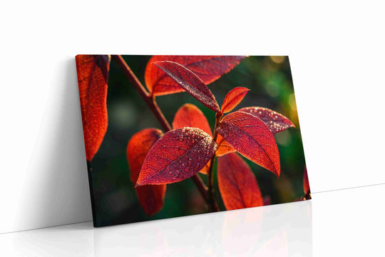 Leaves canvas wall art collection — gallery-wrapped botanical prints of foliage, palm fronds, and leaf details ready to hang