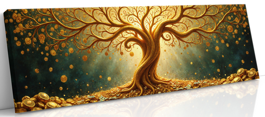 Fortune canvas wall art collection — gallery-wrapped prints of money trees and prosperity symbols said to bring abundance and good luck