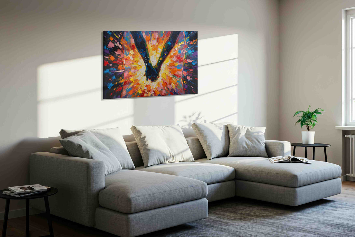 Eternal Embrace in Color romance canvas print, displayed in a living room