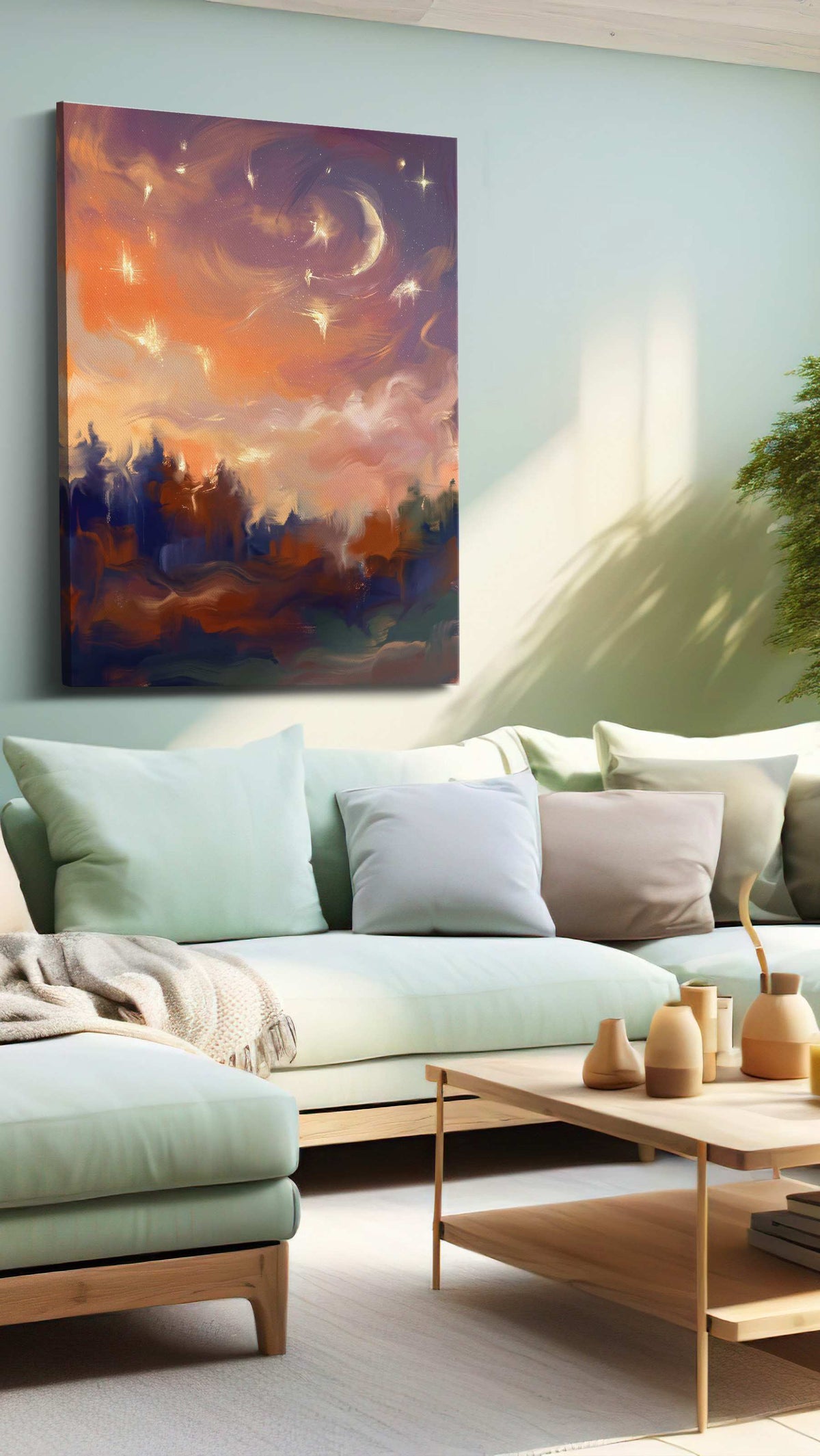 Ethereal Twilight Symphony landscape canvas print shown in a wall scene