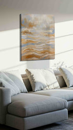 Golden Waves of Tranquility animals canvas print, displayed in a living room