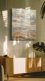 Golden Waves of Tranquility animals canvas print in a hung canvas mockup