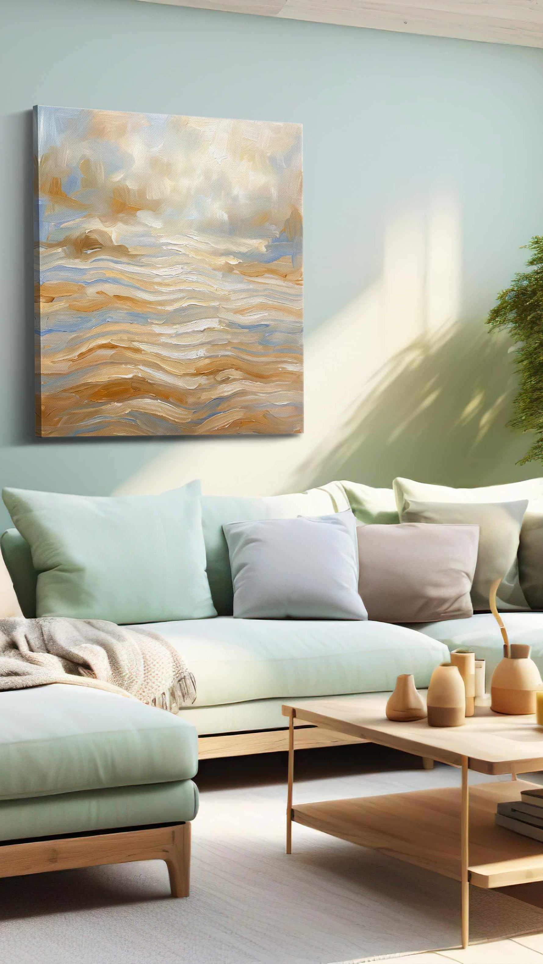 Golden Waves of Tranquility animals canvas print, hanging on wall