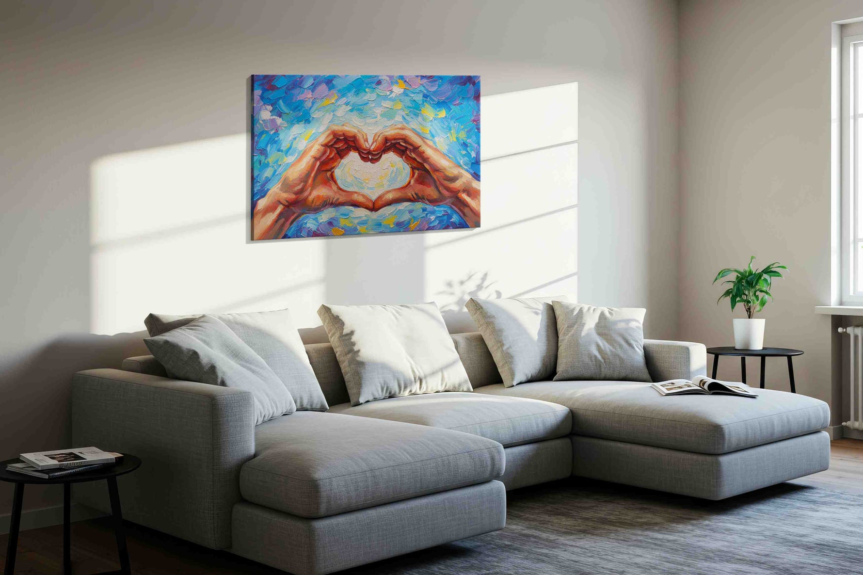 Harmony of Hearts romance canvas print in a living room scene