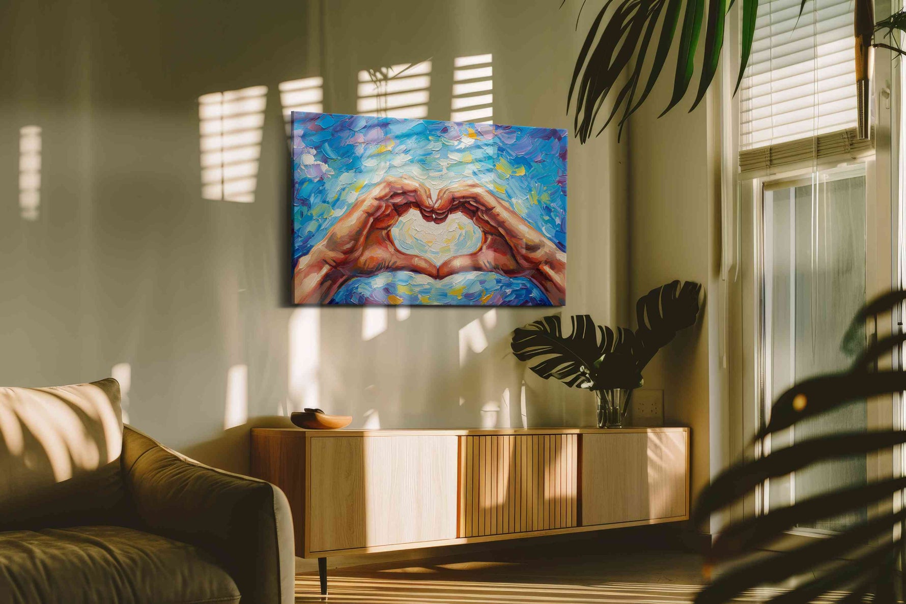 Harmony of Hearts romance canvas print, on wall, lifestyle preview