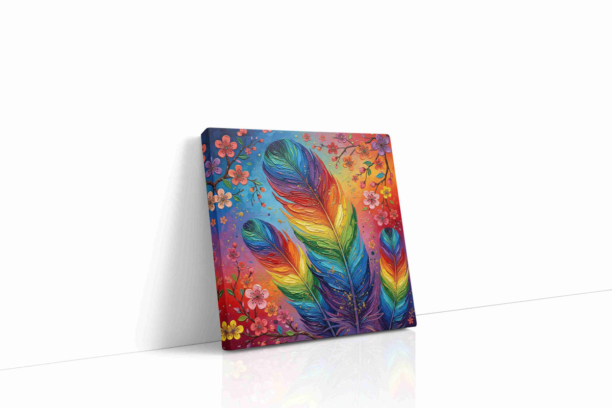 Radiant Flight of Colors birds canvas print, gallery-wrapped, ready to hang