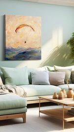 Soaring Over Serenity landscape canvas print, hanging on wall