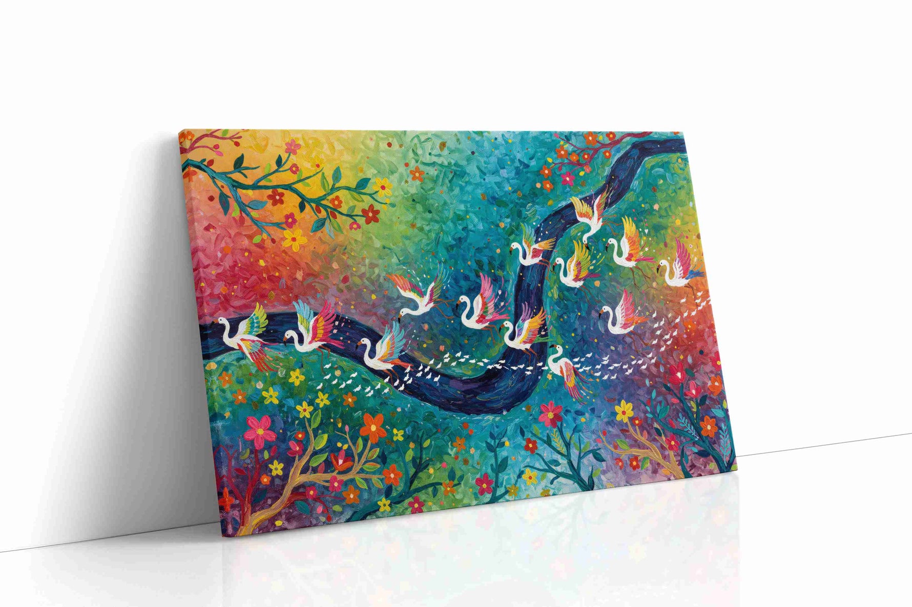 Swan Symphony in Color birds canvas print gallery-wrapped landscape canvas studio shot