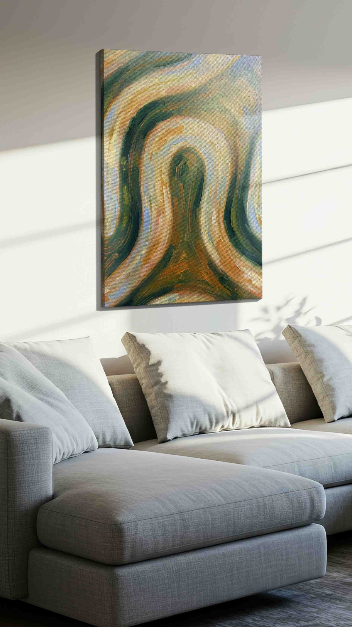 Whispering Forest Waves animals canvas print, displayed in a living room
