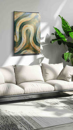 Whispering Forest Waves animals canvas print in a modern interior mockup