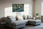Leap into the Wilderness sports canvas print, displayed in a living room