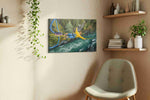 Leap into the Wilderness sports canvas print styled in a living room