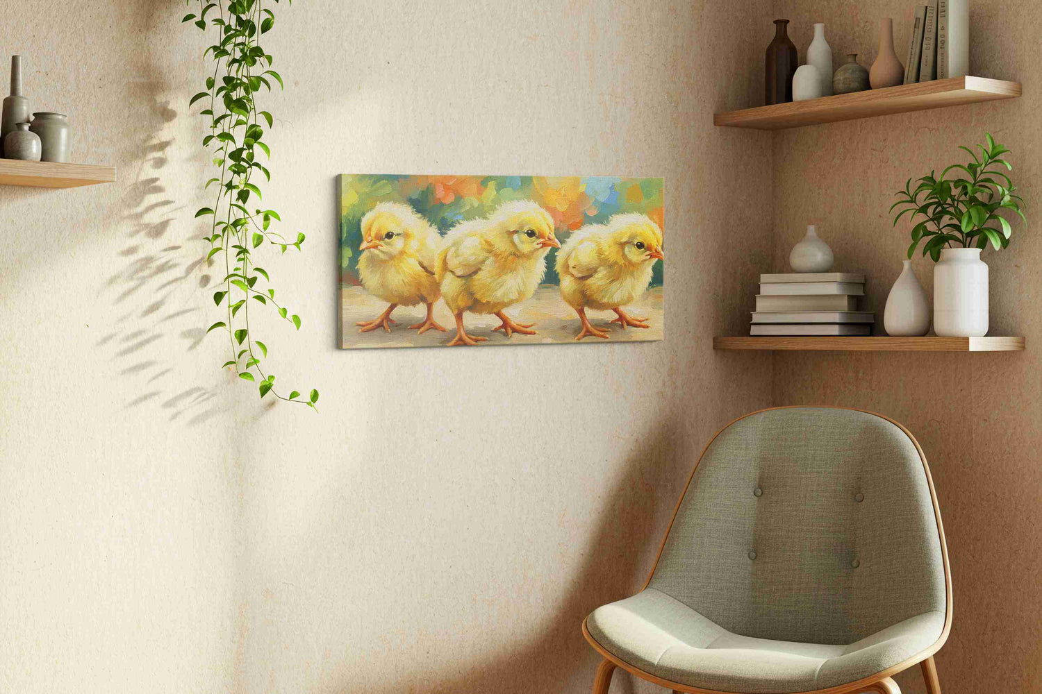 Charming Chick Parade – animals canvas wall art, gallery-wrapped, ready to hang