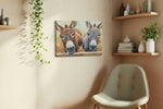 Charming Companions animals canvas print, displayed in a living room
