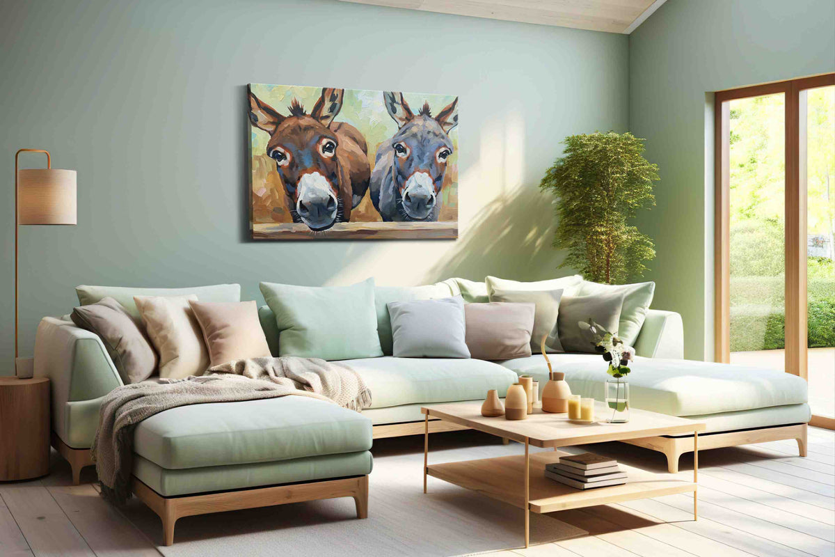 Charming Companions animals canvas print, hanging on wall