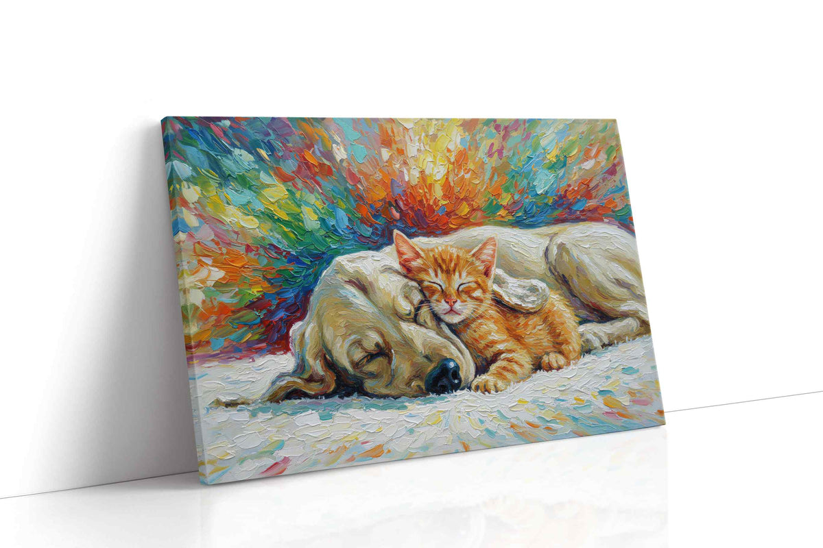 Dreamy Companions in Color cats canvas print, gallery-wrapped, ready to hang