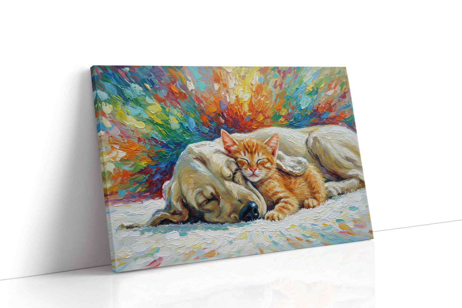 Dreamy Companions in Color cats canvas print, gallery-wrapped, ready to hang