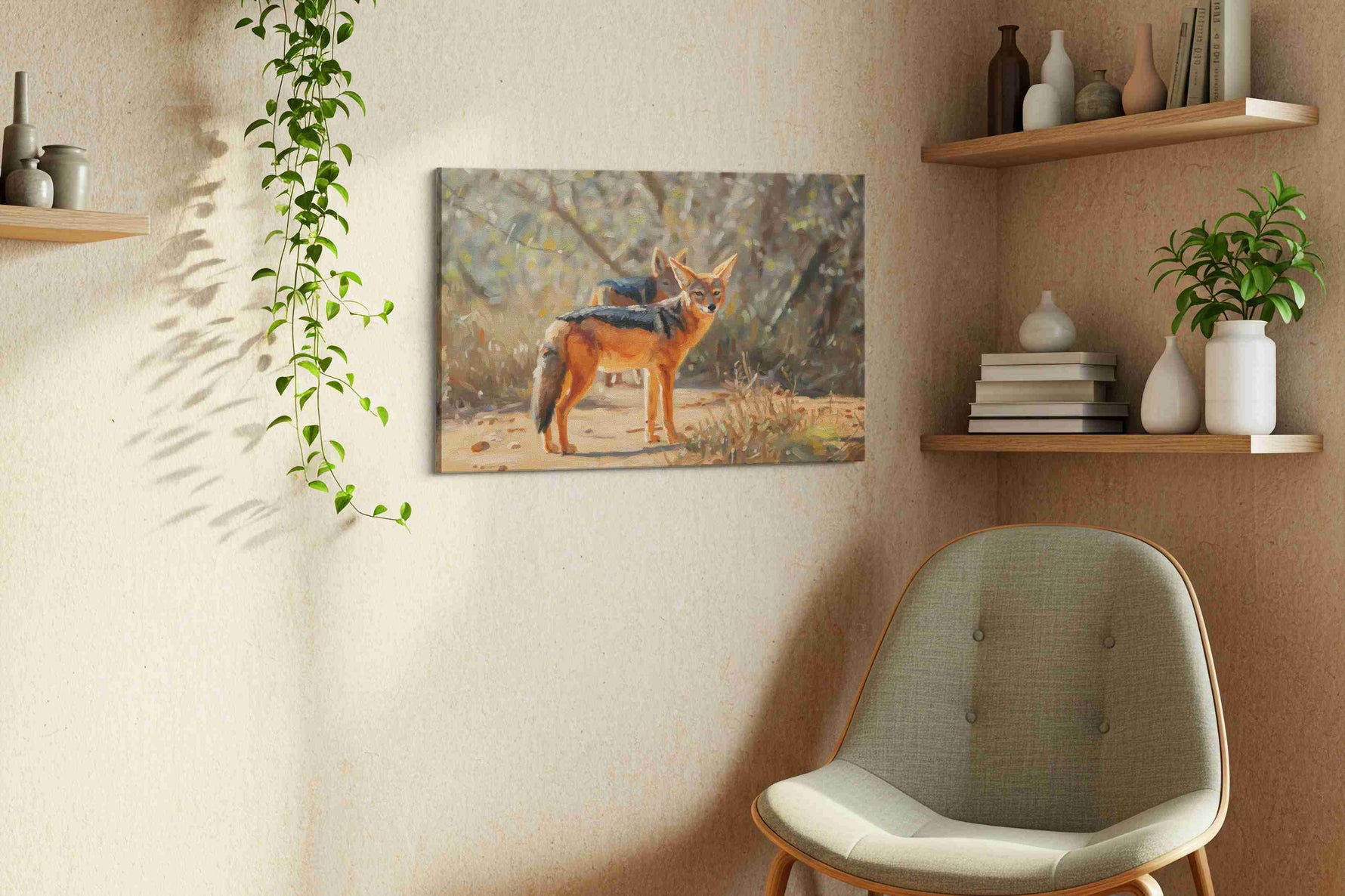 Dusky Shadows animals canvas print in a living room scene