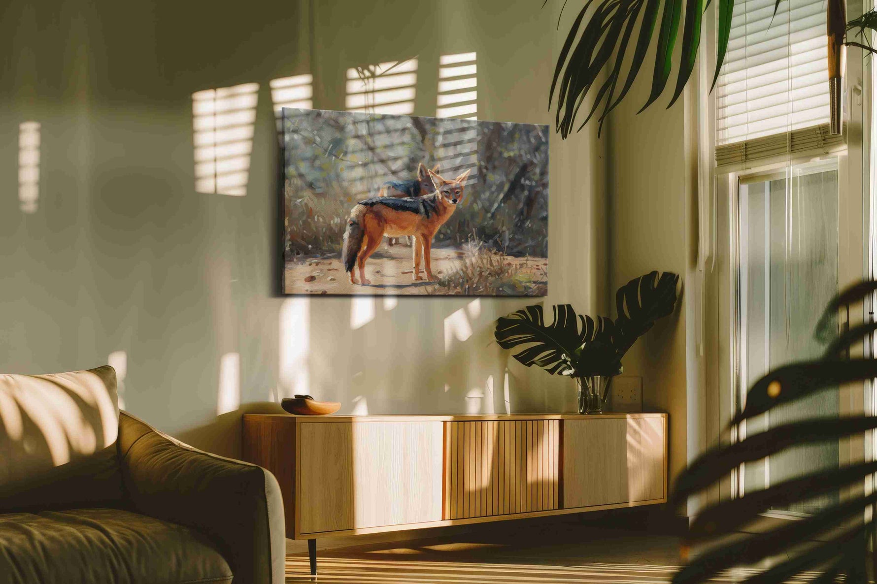 Dusky Shadows animals canvas print, on wall, lifestyle preview