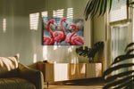 Flamingo Symphony animals canvas print in a contemporary interior mockup
