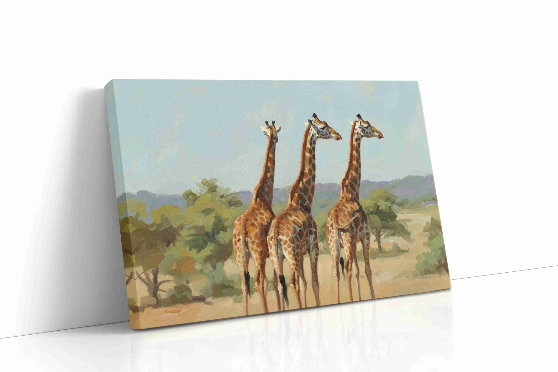 Giraffes' Graceful Watch animals canvas print gallery-wrapped landscape canvas studio shot