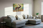 Graceful Prance of the Antelope animals canvas print styled in a living room