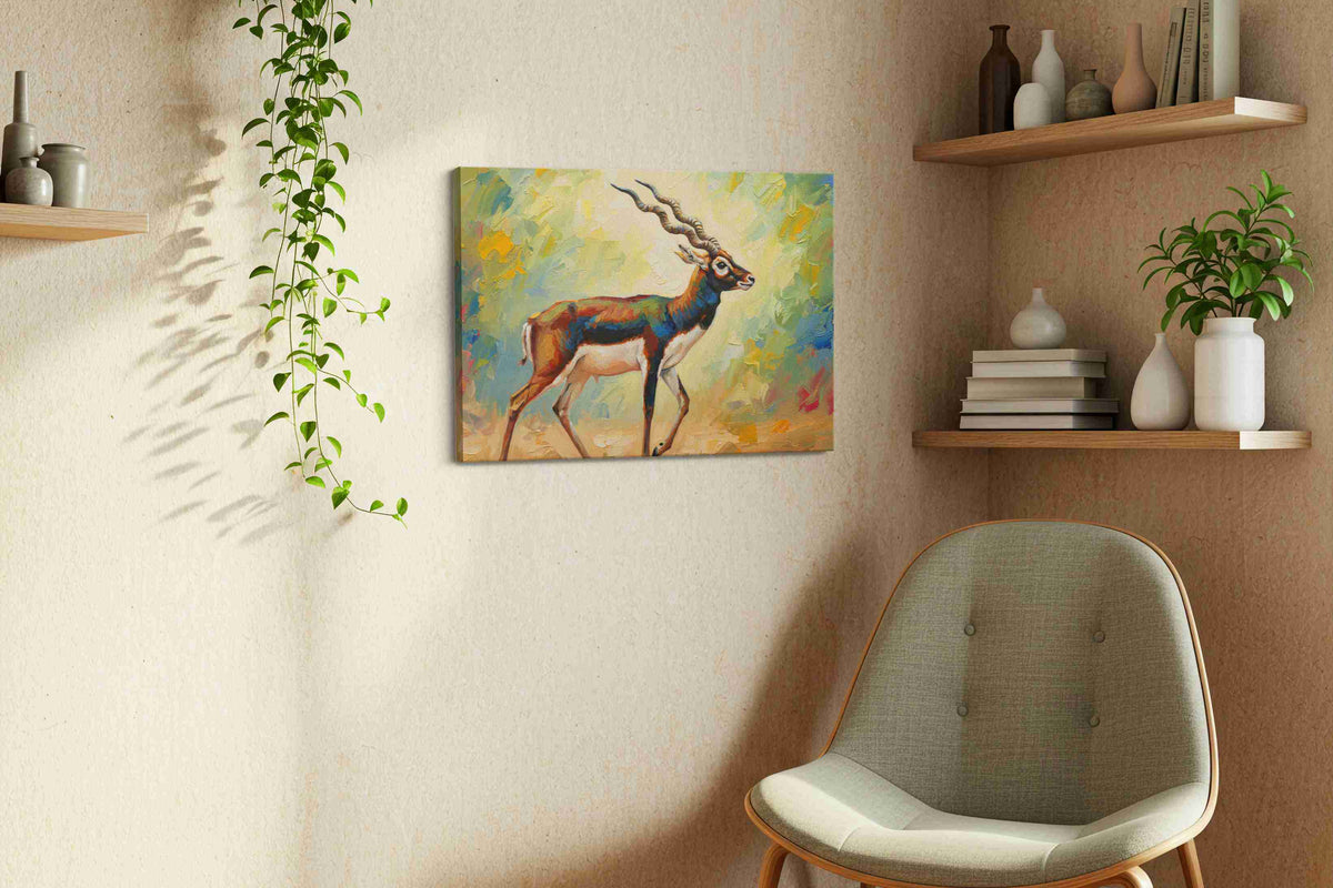 Graceful Prance of the Antelope animals canvas print, hanging on wall