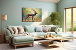 Graceful Prance of the Antelope animals canvas print shown in a wall scene