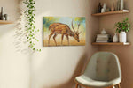 Graceful Woodland Wanderer animals canvas print, displayed in a living room