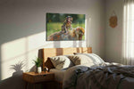 Joyful Monkey Adventure animals canvas print, displayed in a bedroom
