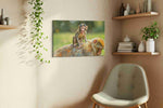 Joyful Monkey Adventure animals canvas print, displayed in a living room