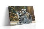 Lemur Companions' Gaze animals canvas print gallery-wrapped landscape canvas studio shot