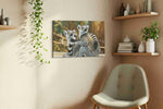 Lemur Companions' Gaze animals canvas print styled in a living room