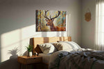 Majestic Forest Stag animals canvas print, displayed in a bedroom