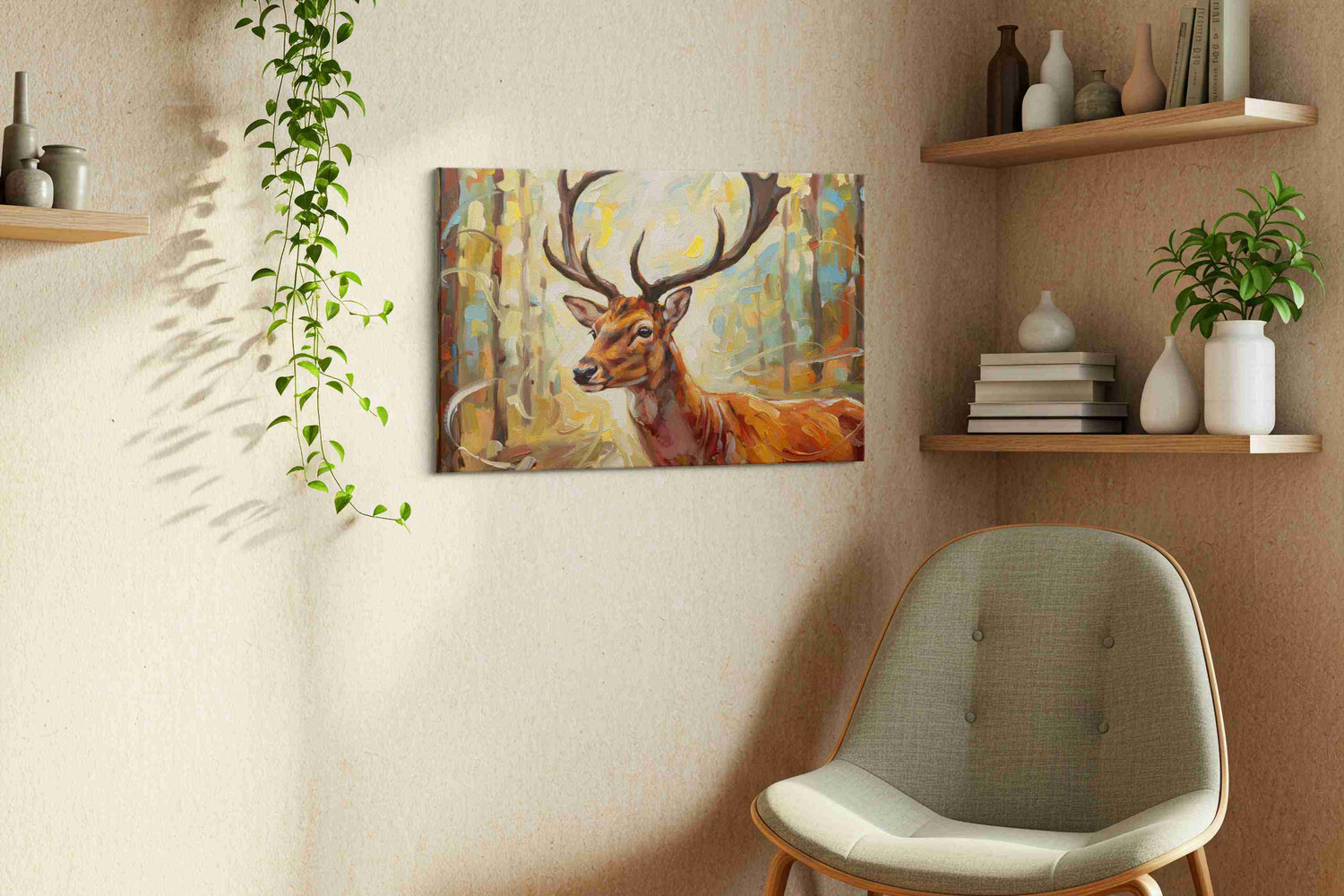 Majestic Forest Stag – animals canvas wall art, gallery-wrapped, ready to hang