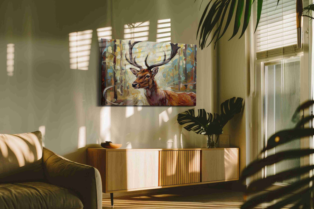 Majestic Forest Stag animals canvas print, on wall, lifestyle preview