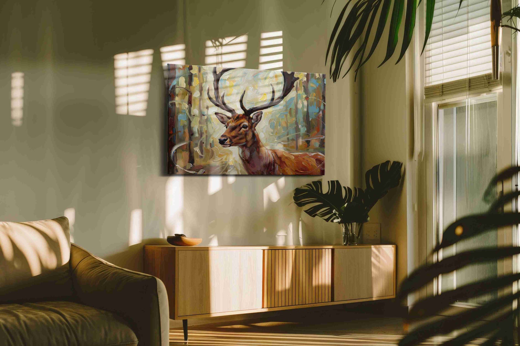 Majestic Forest Stag animals canvas print, on wall, lifestyle preview