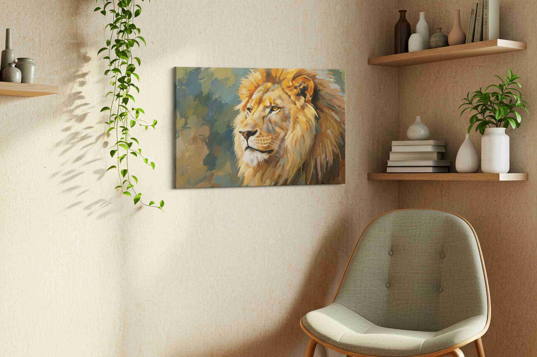 Majestic Gaze of the Wild animals canvas print, displayed in a living room